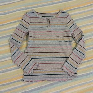 🛍️ BUNDLE ONLY • Jumping Beans Gray & Rainbow Stripe Ribbed Long Sleeve Top 6